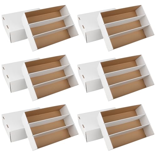 6 Pack Trading Card Storage Box, 2340 Count Card Storage Box White Sports Cards Storage Box Card Organizer Box Bulk Cardboard Card Storage Trading Card Box for Organizing Soccer Basketball Game Cards - style: 6 Set-1