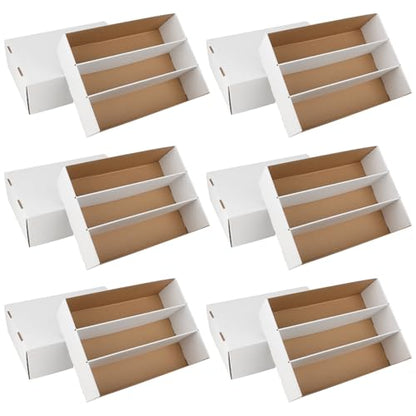 6 Pack Trading Card Storage Box, 2340 Count Card Storage Box White Sports Cards Storage Box Card Organizer Box Bulk Cardboard Card Storage Trading Card Box for Organizing Soccer Basketball Game Cards - style: 6 Set-1