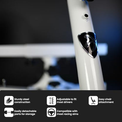 Arozzi Velocita Universal Racing Simulator Cockpit Compatible with Most Racing Sim Gear and Gaming Chairs Collapsible Telescopic and Portable - White | Universal, Compatible with Racing Sim Gear & Gaming Chairs, Collapsible, Telescopic, Portable - color: