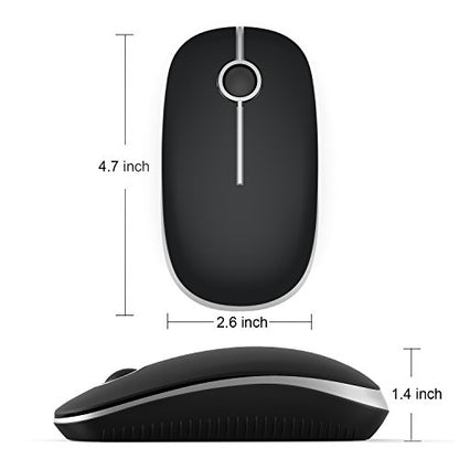 VssoPlor Wireless Mouse, 2.4G Slim Portable Computer Laptop Mouse with Nano Receiver Quiet Silent Optical Mice for Notebook, PC, Laptop, Computer-Black and Silver - color: Black and Silver