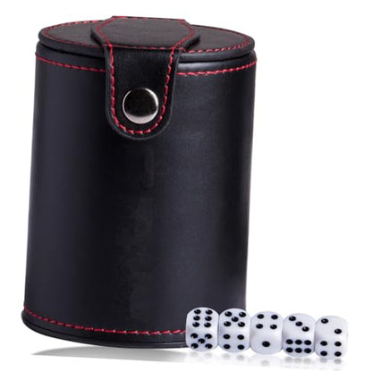 PU Leather Dice Shaker Cup with Quiet Felt Lining Double-Layer Dice Storage Compartment Lightweight Portable for Table and Board Games