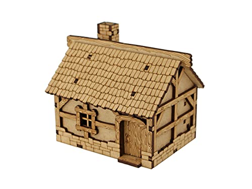 TowerRex Small House DND Terrain Building - DND Accessories for Dungeons & Dragons, Pathfinder, Warhammer, Tabletop Battle map, Wargaming Terrain kit, RPG Scenery for 32mm, 28mm Miniatures