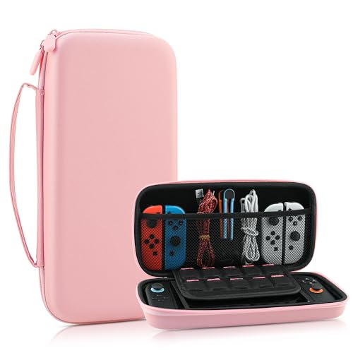 RHOTALL Carrying Case for Nintendo Switch 2 2025, [Portable & Lightweight] Travel Hard Protective Switch 2 Case, Protector Accessories with 10 Game Cartridge slot (Pink) - color: pink 13