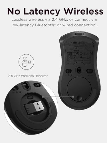 Lenovo Legion M600 RGB Wireless Gaming Mouse – 16,000 DPI, 9 Programmable Buttons, 200-Hour Battery Life, 50-Million Clicks Durability – Ambidextrous Computer Mouse (Black) - color: Iron Grey, size: Large | Ambidextrous, style: M600
