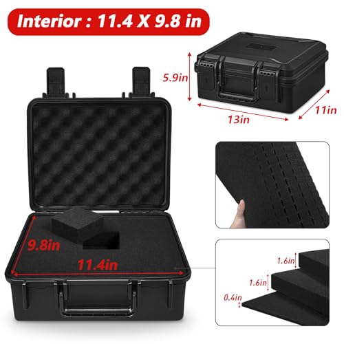 ICIMBI 11 Inch Foam Case with Customizable Foam for Test Instruments, Camera Accessories, Equipment, Electronics, and Tools & More – 11.4 x 9.8 x 5.7 Inches