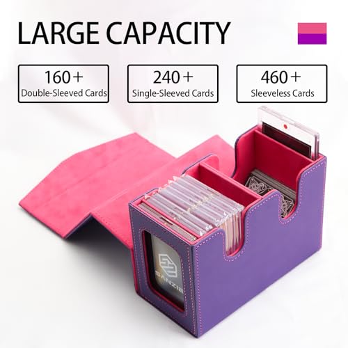 SANZIE Card Deck Box for MTG Commander Deck Box with 2 Toploaders (Purple) | Card Storage Box with Commander Display, Fits 240+ Single Sleeved Trading Cards, PTCG TCG Deck Box for Trading Cards - color: Purple