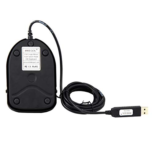 iKKEGOL USB Foot Pedal Switch Gaming, Black Metal Single HID Action Programmable Digital Hand Control Keyboard Mouse with 3 Color Rubber Mat