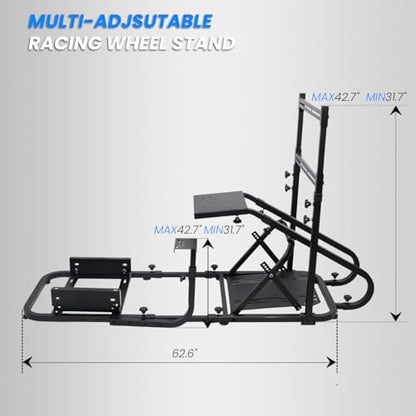 Racing Simulator Cockpit with Monitor Mount and Stronger Fiberglass Back Mesh Fabric Bucket Seat, Racing Wheel Stand Compatible with Fanatec, Thrustmaster, Logitech, Moza Racing Games on PS5, PS4, Xbox and PC - color: Cockpit+Black Seat