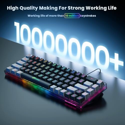 GEODMAER 65% Gaming Keyboard, LED Backlit Mini Wired Gaming Keyboard, Ultra-Compact Anti-Ghosting No-Conflict 68 Keys Gaming Wired Keyboard for PC Laptop Gamer - color: Black-Gray