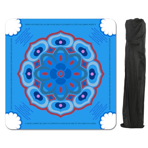 Waterproof Surface Mahjong Mat - Non-Slip Noise Reduction Gaming Mat 32.4x32.4 Inch for Mahjong/Poker/Board Games/Card Games/Dominoes (Bluish Violet)
