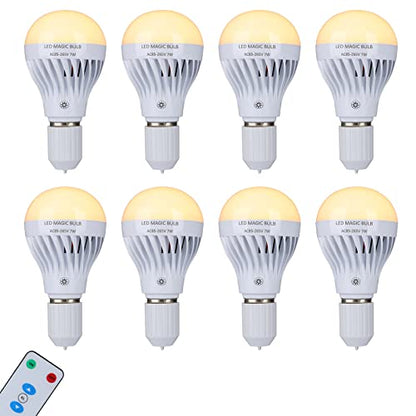 BSOD Battery Operated Lights Bulb, 7W LED Magic Bulb with Remote Controller Warm White Emergency Light with Rechargeable Backup E26 Lamp Wireless for Home Indoor Lighting (Warm White 8 Pack) - color: Warm White 8 Pack