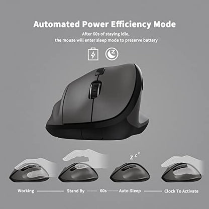 Ergonomic Wireless Mouse with USB Receiver for PC Computer, Laptop and Desktop, Ergo Vertical Mouse with Silent Clicks Long Battery Life, Up to 1600 DPI & 1 AA Battery Powered, Grey - color: Grey, size: USB Wireless