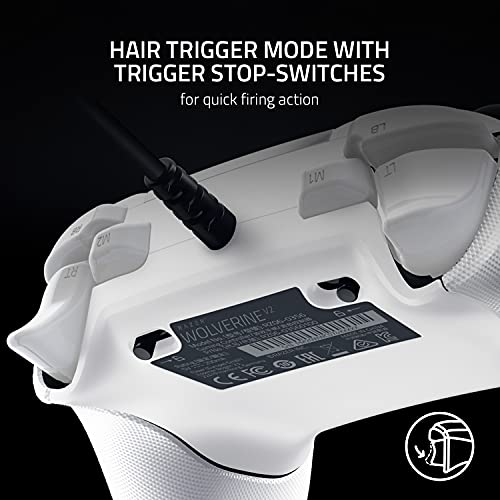 Razer Wolverine V2 Wired Gaming Controller for Xbox Series X|S, Xbox One, PC: Remappable Front-Facing Buttons - Mecha-Tactile Action Buttons and D-Pad - Trigger Stop-Switches - White - color: White, size: Controller Only, style: Wolverine V2