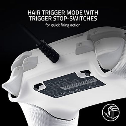 Razer Wolverine V2 Wired Gaming Controller for Xbox Series X|S, Xbox One, PC: Remappable Front-Facing Buttons - Mecha-Tactile Action Buttons and D-Pad - Trigger Stop-Switches - White - color: White, size: Controller Only, style: Wolverine V2