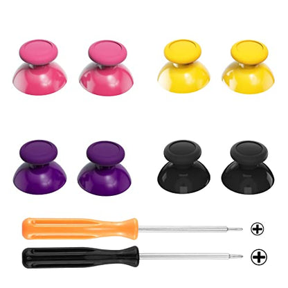 eXtremeRate Replacement 3D Joystick Thumbsticks, Analog Thumb Sticks with Cross Screwdriver for Nintendo Switch Pro Controller - Yellow & Purple & Pink & Black - color: Yellow & Purple & Pink & Black