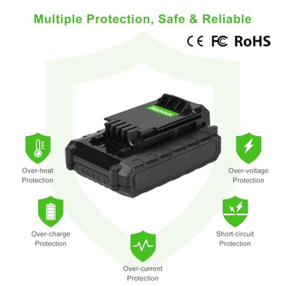 2 Pack 4000mAh PCC680L Battery Replace for Porter Cable 20V Battery PCC681L PCC682L PCC660 PCC660B PCC641 PCC683L PCC685L PCC601 PCC670 20V Cordless Tool Battery
