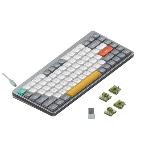 nuphy Air75 V2 Portable 75% Mechanical Keyboard,Wireless Keyboard,Supports Bluetooth/2.4G/USB-C RGB Gaming Keyboards,Compatible with Windows/Mac OS/Linux Systems Grey-Gateron Moss Switch - color: Grey, size: Gateron Moss Switch