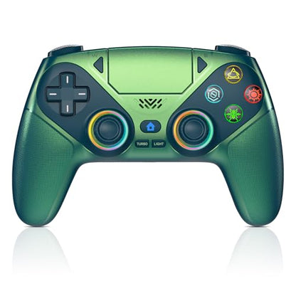Xexvyrin LED Wireless Controller for PS5, Compatible with PS5 Pro/Slim/PC, Dual Vibration, Macro/Turbo Function, 3.5mm Audio Jack,1000mAh Battery, 6-Axis Motion Control Gamepad with Speaker (Dreamy Green) - color: Dreamy Green