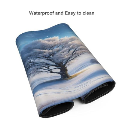 XXL Gaming Mouse Pad 35.4x15.7 inch, Winter Snow Trees Landscape Theme Desk Mat, White World Plants Scene Large Mousepad,Fantasy Artistic Keyboard Mouse Mat (Snow Trees) - color: Snow trees