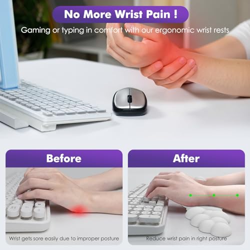 MoKo Cloud Wrist Rest for Keyboard and Mouse with Mouse Pad, White | Ergonomic Cloud Arm Keyboard Wrist Rest with Mouse Rest Wrist Pad, Upgraded PU Leather, For Office, Gaming, Computer, Laptop - color: White