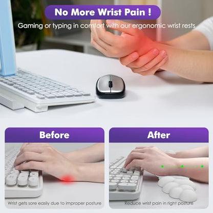 MoKo Cloud Wrist Rest for Keyboard and Mouse with Mouse Pad, White | Ergonomic Cloud Arm Keyboard Wrist Rest with Mouse Rest Wrist Pad, Upgraded PU Leather, For Office, Gaming, Computer, Laptop - color: White
