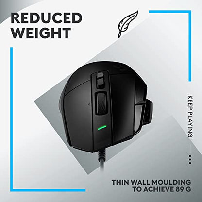 Logitech G G502 X Wired Gaming Mouse - LIGHTFORCE Hybrid Optical-Mechanical Primary switches, Hero 25K Gaming Sensor, Compatible with PC - macOS/Windows - Black