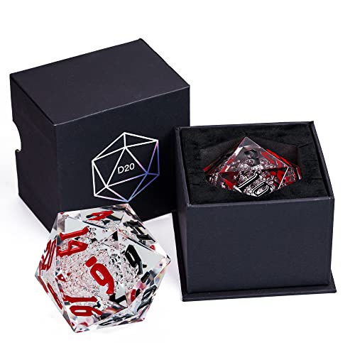 55mm 20 Sided DND Dice, Giant D20 D&D Polyhedral Dice Large D20 with Die Gift Box for Dungeons and Dragons, RPG Table Games (Transparent Bubbles-RB) - color: Transparent Bubbles-rb