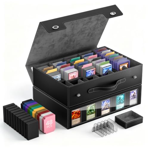 MoKo Trading Card Storage Box for MTG, 3900+Capacity, Black Gray | Card box with Dice Tray, Commander Display & Handle, Top Loaders Organizer Case, For Magic Game, TCG PTCG Sport Cards - color: Black Gray