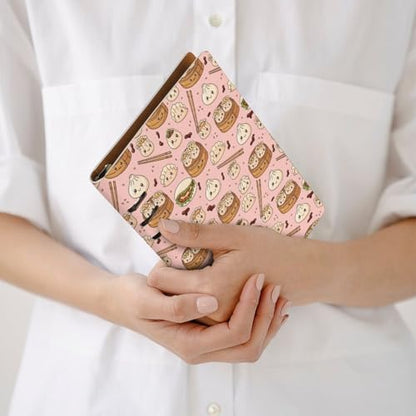 JOJOART Cute Food Characters Journals Binder Hardcover Journal Notebooks PU Leather Notebook 6-Ring Professional Notebook,Loose Leaf Notebook for Office Diary