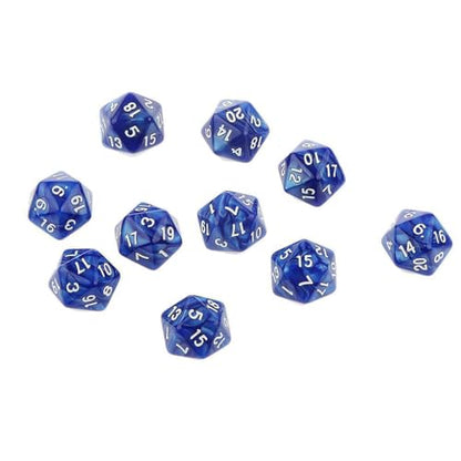 10PCS Polyhedral Dice - D20, 20mm Acrylic, 20 Sided Dice for RPG, MTG, DND, Table Games (Blue) - color: Blue