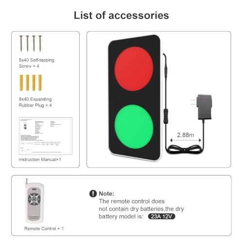 Traffic Light Wall Lamp, Dimmable Red Green LED Stop Signal Light with Remote Control, Plug in Wall Decor Light for Kids Bedroom, Living Room, Bar, Pub, Gaming Room, Classroom, Garage