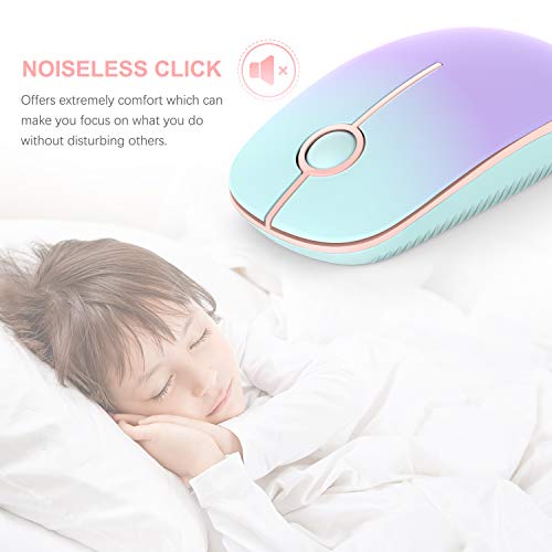 VssoPlor Wireless Mouse, 2.4G Computer Laptop Mouse, Mint Green to Purple | Slim Portable Mouse, Plug & Play USB Nano Receiver, Quiet Silent Optical Mice for Notebook, PC, Laptop, Computer - color: Mint Green to Purple