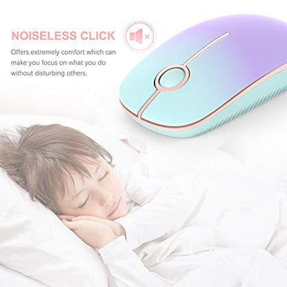 VssoPlor Wireless Mouse, 2.4G Computer Laptop Mouse, Mint Green to Purple | Slim Portable Mouse, Plug & Play USB Nano Receiver, Quiet Silent Optical Mice for Notebook, PC, Laptop, Computer - color: Mint Green to Purple
