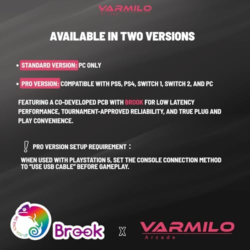 Varmilo Kassai X Arcade Fight Stick Rapid Trigger Tournament Grade Controller for Fighting Games Two Versions Standard PC Only or Pro Compatible with PC PS4 PS5 Nintendo Switch 1/2 (Sakura, Standard (PC-Only))