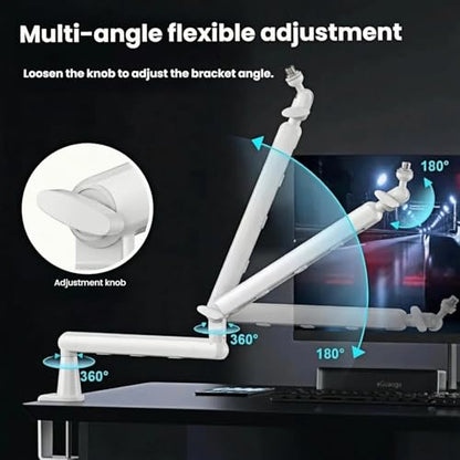 Microphone Arm,Desk Adjustable Mic Boom Arm Stand 360° Rotation,White | With Heightening Arm, without Microphone,Suitable For Blue Yeti,Snowball iCE, HyperX QuadCast,SoloCast,Elgato Wave - color: White