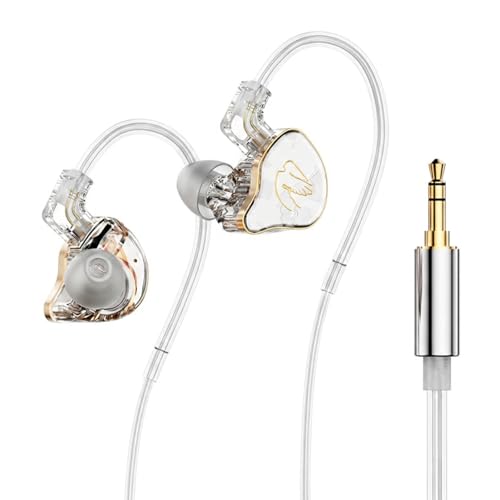 in Ear Monitor Headphones Hybrid 1BA+1DD HiFi Deep Bass IEM Earphones White | Hybrid Banlance Armature with Dynamic in Ear Headphones IEM Earphones Gaming Earbuds no Mic - color: QT820-White no Mic