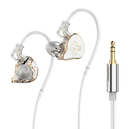 in Ear Monitor Headphones Hybrid 1BA+1DD HiFi Deep Bass IEM Earphones White | Hybrid Banlance Armature with Dynamic in Ear Headphones IEM Earphones Gaming Earbuds no Mic - color: QT820-White no Mic