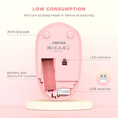 seenda Wireless Mouse, 2.4G Noiseless Mouse with USB Receiver Portable Computer Mice for PC, Tablet, Laptop, Notebook with Windows System - Gradient Pink - color: Gradient Pink