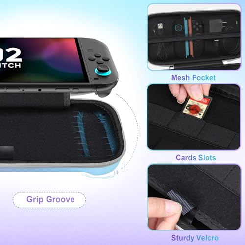 BOVKE Carrying Case for New 2025 Nintendo Switch 2, Switch 2 Protective Hard Travel Bag Holder with Extra Space for Joy-Con, Cables, Games Cartridges and Accessories, Fancy Purple Blue - color: Fancy Purple Blue