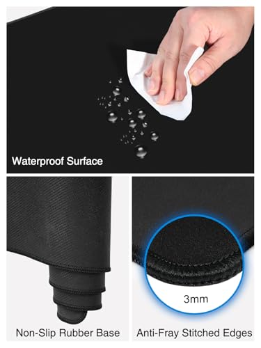 Wireless Charging Mouse Pad, 31.5"x11.8" Large Desk Mat, Smooth Glide | Waterproof Mousepad, Stitched Edge, Non-Slip Rubber Base, Desk Pad Computer Keyboard Mat, No Adapter - color: Black-31.5"x11.8"