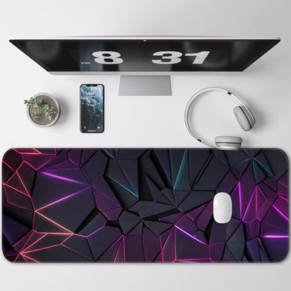 Stylish Geometric Design Gaming Mouse pad, Non-Slip Rubber Base, Stitched Edges, 31.5x11.8 inch Large Mouse pad, Suitable for Gaming and Desk Pads - color: Geometric color