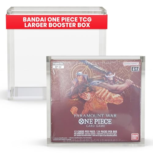 Acrylic Display Case Compatible with One Piece TCG Booster Box + 5 Clear PET Protector Cases Bundle