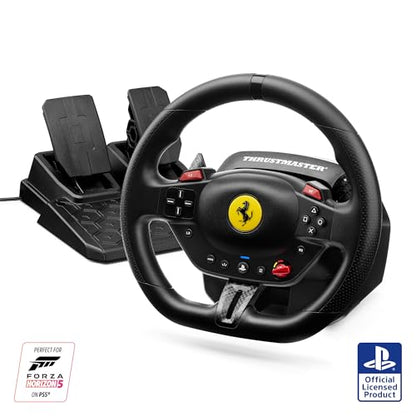Thrustmaster T98 P Ferrari Licensed Racing Wheel & Pedal Set - PS5 & PC | 240-degree rotation, bungee-cord resistance, paddle shifters, 3 driving modes, Hall-Effect sensors, tool-free desk clamp - style: Playstation 5/4 | PC