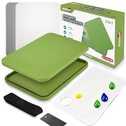 Wet Palette and Acrylic Paint Palette | 2-in-1 Stay Wet Palette for Miniature Painting and Acrylic Paints, 100PCS Hydration Paper and 4PCS Sponges - style: 2-in-1 Wet Palette