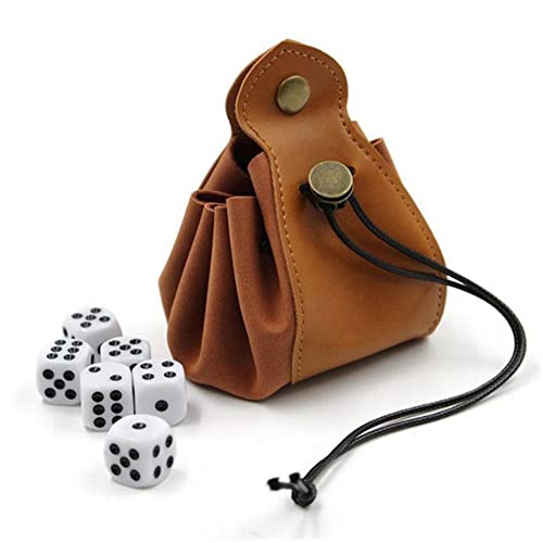 gofidin Dice Bag Tray Gift Coin Purse Gambling Tool Role Playing Storage Pouch Board Game(Dark Brown)