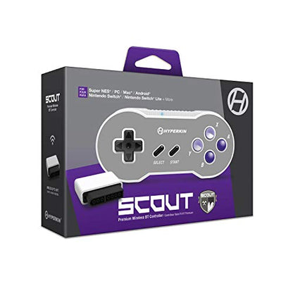 Hyperkin "Scout" Wireless Controller for SNES/PC/Mac/Android with Adapter | Bluetooth Controller with dongle for Super NES/ PC/ MAC/ Android