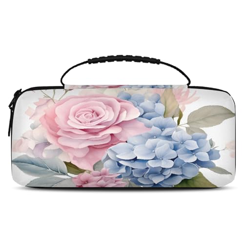 Adornori Flora Flowers Hydrangeas Carry Case Compatible with Nintendo Switch 2, with 20 Games Cartridges, Portable Travel Carrying Case Pouch for Accessories & Game Cards - color: Multicolor 13