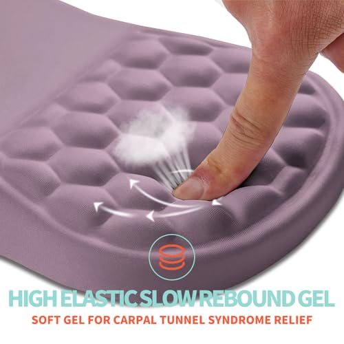 Ergonomic Mouse Pad Wrist Support with Memory Foam Massage Bulge, Carpal Tunnel Pain Relief Mousepad Wrist Rest for Mouse(12x8 inch, Purple) - color: Kg024-purple