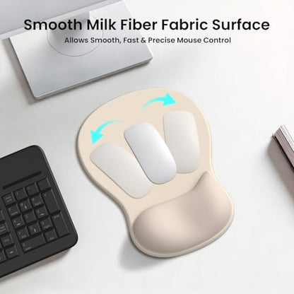 AKIT Ergonomic Mouse Pad and Keyboard Wrist Rest, 3-in-1 Memory Foam Wrist Rest for Computer Keyboard, Non-Slip Base, Pain Relief, Gel Mousepad Set for Gaming, Home and Office, Apricot - color: Apricot