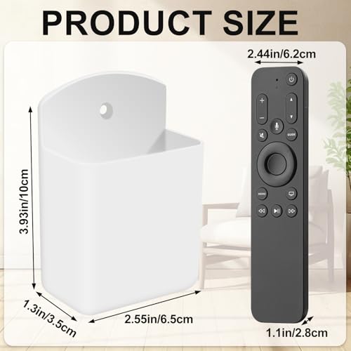 2 PCS Self Adhesive Remote Holder Wall Mount Control Holders | Small Wall Mounted TV Remote Bracket Air Conditioner and Pen Organizers and Accessories for Home Office School (White) - color: White